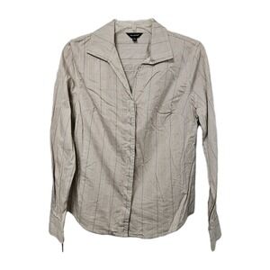 The Limited Button Down Shirt Women Sm Tan Striped Long Sleeve Workwear Office